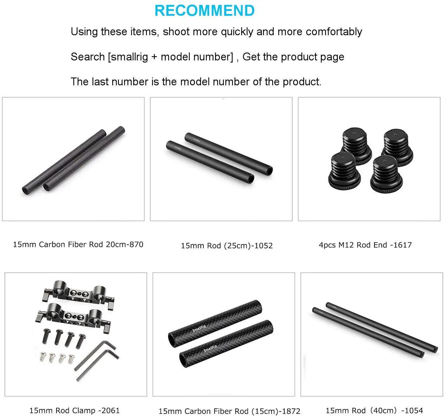 Aluminum Alloy 15mm Rod Camera Rail Rod 10/15/20cm 4/6/8Inch 2 Pcs Set for DSLR