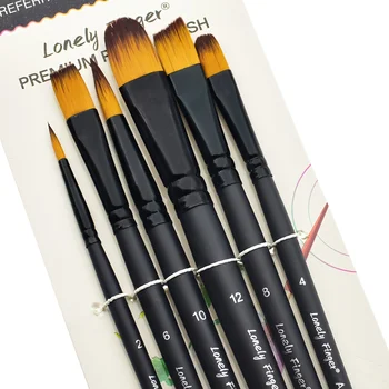 Set di pennelli per pittura acrilica da 6 pezzi, diversi punte in nylon per kit di pittura professionale per artisti a guazzo, acquerello ad olio acrilico 1