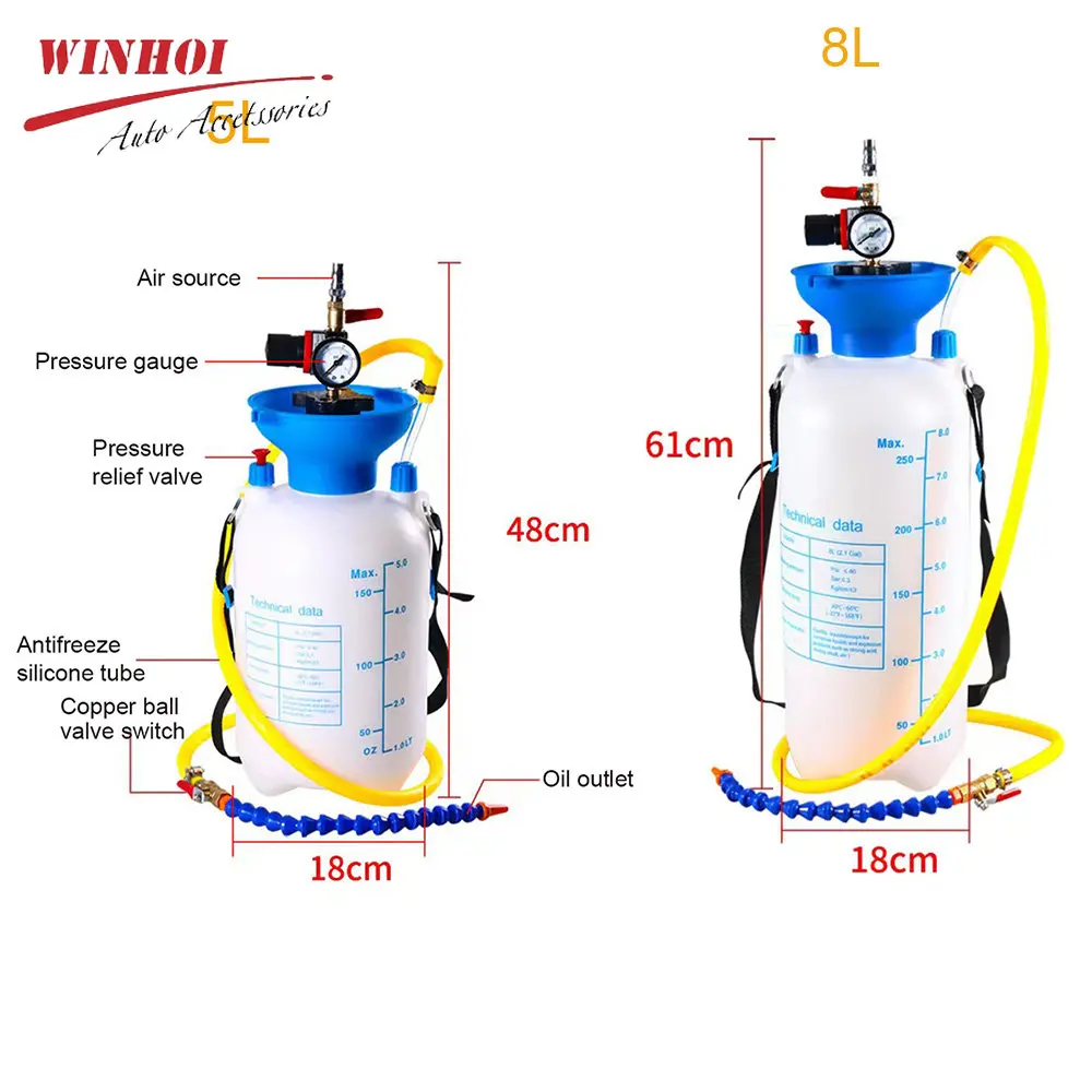 8L/5L Car Truck Gear Fluid Replacement High Capacity Automotive Aerodynamic Transmission Oil Syringe Gearbox Oil Exchanger