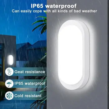 Feriales LED Wandleuchte mit Radar & Dämmerungssensor – 12W IP65 Außenleuchte Wasserdicht 1080LM – Ovales Deckenlicht für Flur Garage Balkon 2