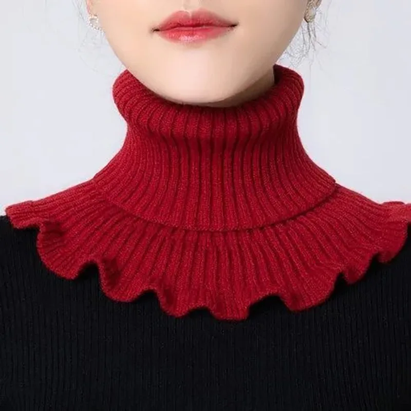 Detachable Collar Shawl Detachable Cotton Knitted Turtleneck Collar For Women False Collar Fashion Winter Warm