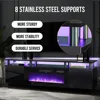 70" Fireplace TV Stand, with Electronic Flame and LED Lights, Luxury High Gloss Finish Entertainment Center, TV Console Cabinet 3