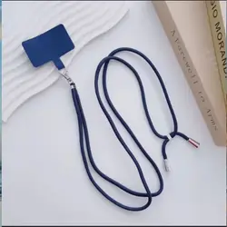 Adjustable Fashionable Crossbody Phone Lanyard with Multifunctional Chain - Polyester / Nylon (Blue)