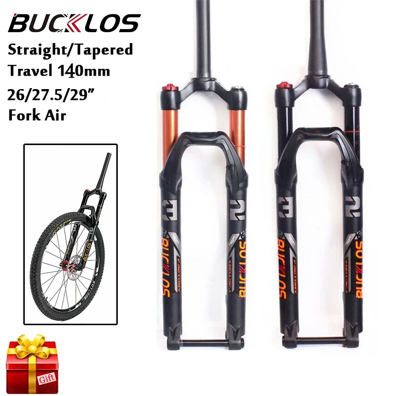 

BUCKLOS 26/27.5/ 29er Bicycle Fork Straight/Tapered Aluminum Alloy Bike Air Suspension Forks 120MM Travel MTB Accessories