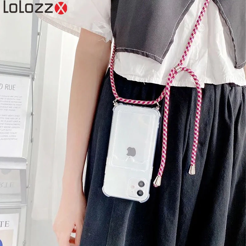 Soft Card Wallet Crossbody Lanyard Cord Phone Case For iPhone 14 Pro