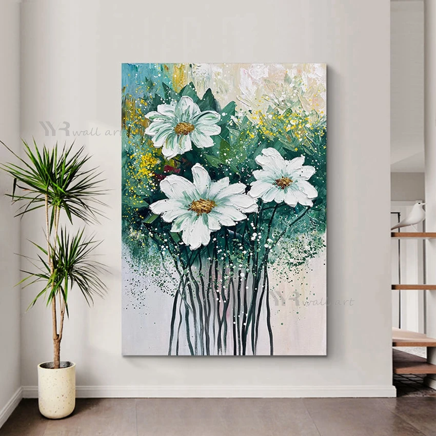 

Домашний эстетический декор, Большой Настенный постер ручной работы, картина маслом, холст, искусство, абстрактный цветок, картина для гостиной, спальни, крыльца