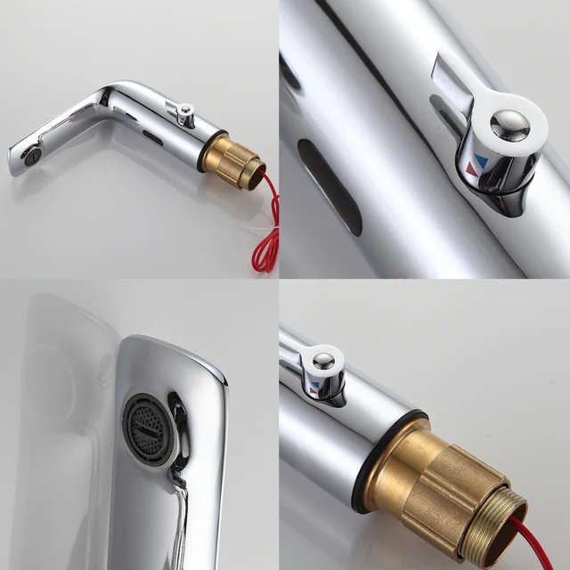 ก๊อกน้ําเซ็นเซอร์ห้องน้ําวัสดุทองเหลืองเต็มแรงดันไฟฟ้า AC 220 และแรงดันไฟฟ้า DC 6 รวมถึง 2 ท่อ 5