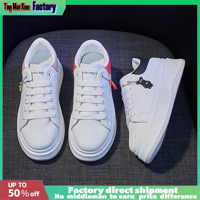 Luxury McQueen Designer Women Flats Shoes Breathable Light PU Board shoes Women's Skateboard Shoes Height Increasing 4CM Loafers