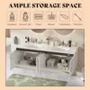 60" LED Floating Bathroom Double Vanity with Sink Combo, Modern High Gloss Wall Mounted Bathroom Storage Cabinet with 3 Hole 6