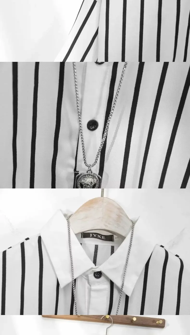 Men's Clothing White Stripe Polo T Shirt Button Down Collar Slim Fit Quick Dry Casual Comfortable Stylish Top for Young Men 19 Sbc59042a3b51490caf1250f8b9d8a57eH