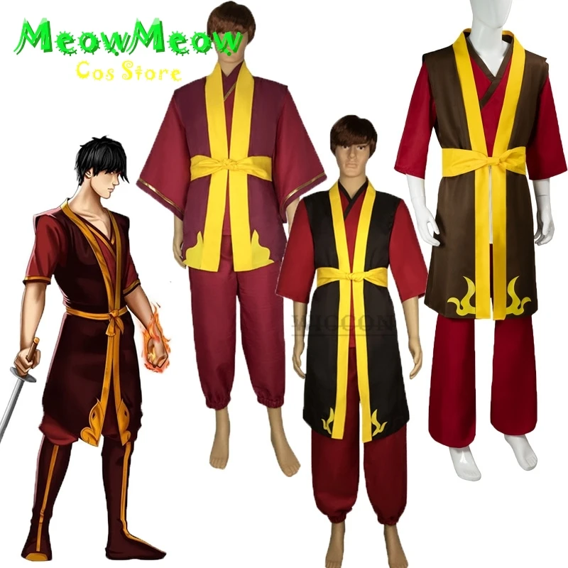

Anime Avatar The Last Airbender Prince Zuko Cosplay Cartoon Costume AdultMen Roleplay Vest Pants Outfits Halloween Disguise Suit