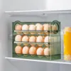 1pc Egg Holder Refrigerator 3 Layer Auto Flip Egg Storage Box For Refrigerator Side Door 30 Count Large Capacity Clear Egg Box 2