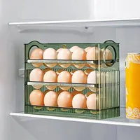 1pc Egg Holder Refrigerator 3 Layer Auto Flip Egg Storage Box For Refrigerator Side Door 30 Count Large Capacity Clear Egg Box 2