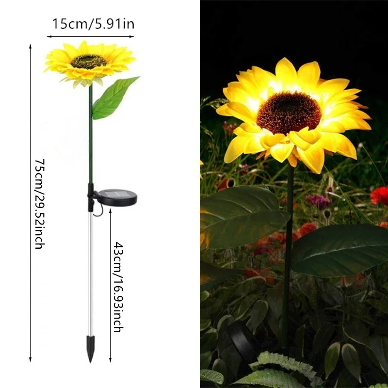 Solar-Powered Sunflower Garden Lights – Yellow Flower Lawn Lamps
