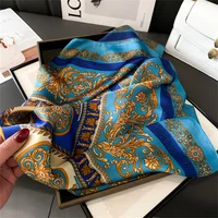 2024 New Fashion 70X70cmPrinted Women's Scarf Pashmina Silk Scarf Square Shawl Decorative Headband Neck Luxury Design Bandana 6