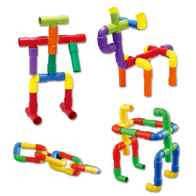 Colorful Educational Pipe Building Blocks Toys for Children DIY Assembling Pipeline Tunnel Block Model Toy Juguetes Para Niños 2