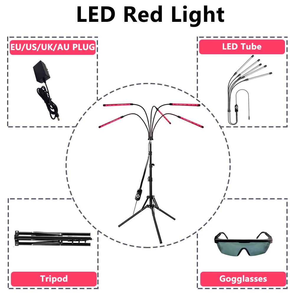 Jecaliz Red Light Therapy Lamp with Stand 660nm &850nm Near Infrared Light Device for Relief Muscle Joint Pain Facial Skin Care