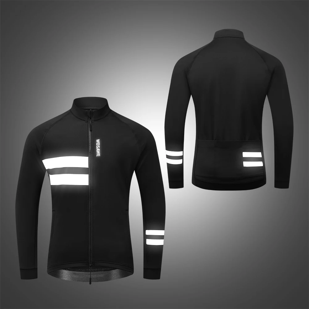 WOSAWE Winter Cycling Jackets Outdoor Sport Warm Coat Long Sleeve MTB Road Bike Jersey Windproof Windbreaker Cycling Clothing