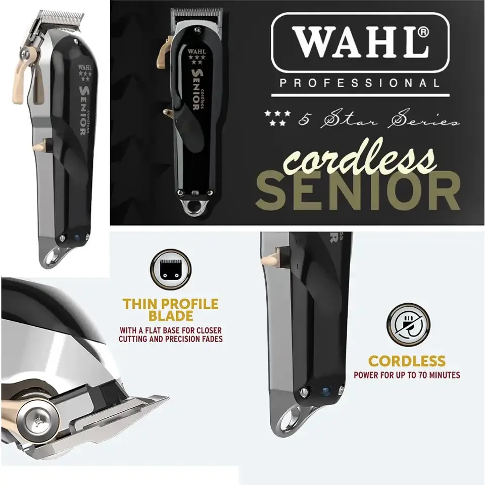 100% 오리지널 Wahl 8504 전문 무선 시니어 클리퍼, 스타일리스트 및 이발사 공식 Wahl 8504, 5 성급 메탈 시리즈
