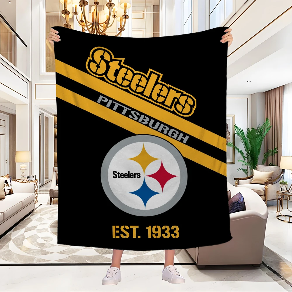 P-Pittsburgh S-Steelers HD Soft Blanket Soft Throw Blanket for Home Bedroom Bed Sofa Picnic Travel Cover Child Gift 100x130CM 4