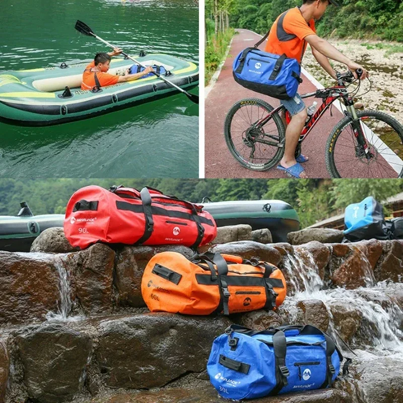 30L/60L/90L Waterproof Kayak Duffel Bag Dry Saddle Luggage Storage Beach Rafting Motorcycle Travel Camping Swimming Bags