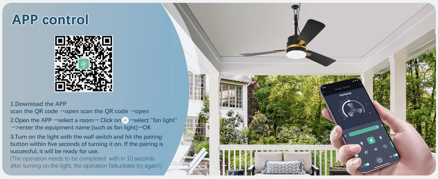 Sealing Led Ceiling Fan with Light Remote Control EU/US Standard Black/Gold Ceiling Lamp Fan 105cm Electric Fan Light Fixture