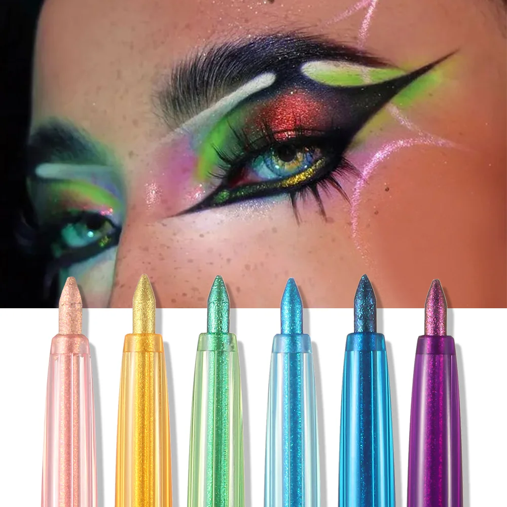 Glanzende kameleon groene eyeliner gel metallic oogschaduw veelkleurige eyeliner parelmoer gepolariseerde glitter oogpigment make-up_voghion.com