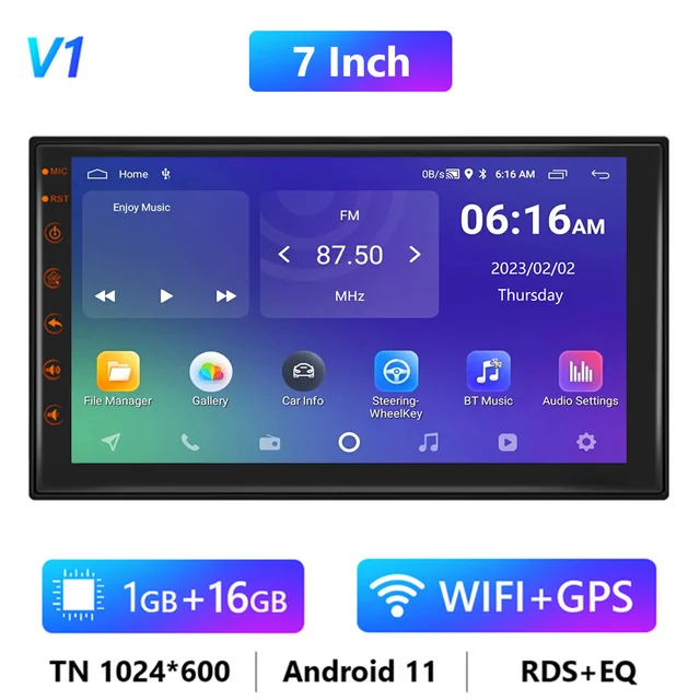 Podofo Android 11 Car Radio Autoradio 32G 2 Din 7"/9"/10" Universal