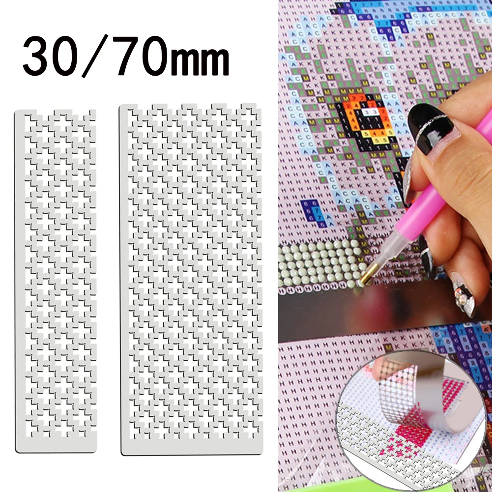 1 Piece 5D Diamond-Paint Ruler Stainless Steel DIY Drawing Tool with 250 Blank Grids Plum Mesh Ruler for Diamond-Paint Square Full Drill or Partial