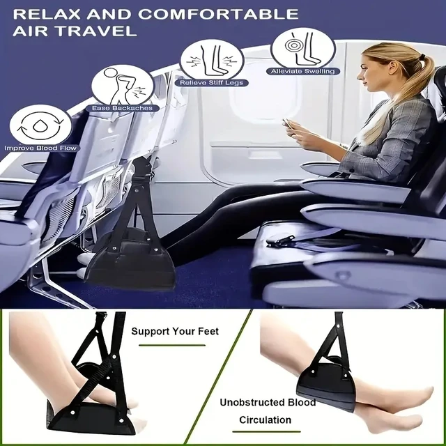 Airplane Footrest Adjustable Hammock Office Desk Feet Relax