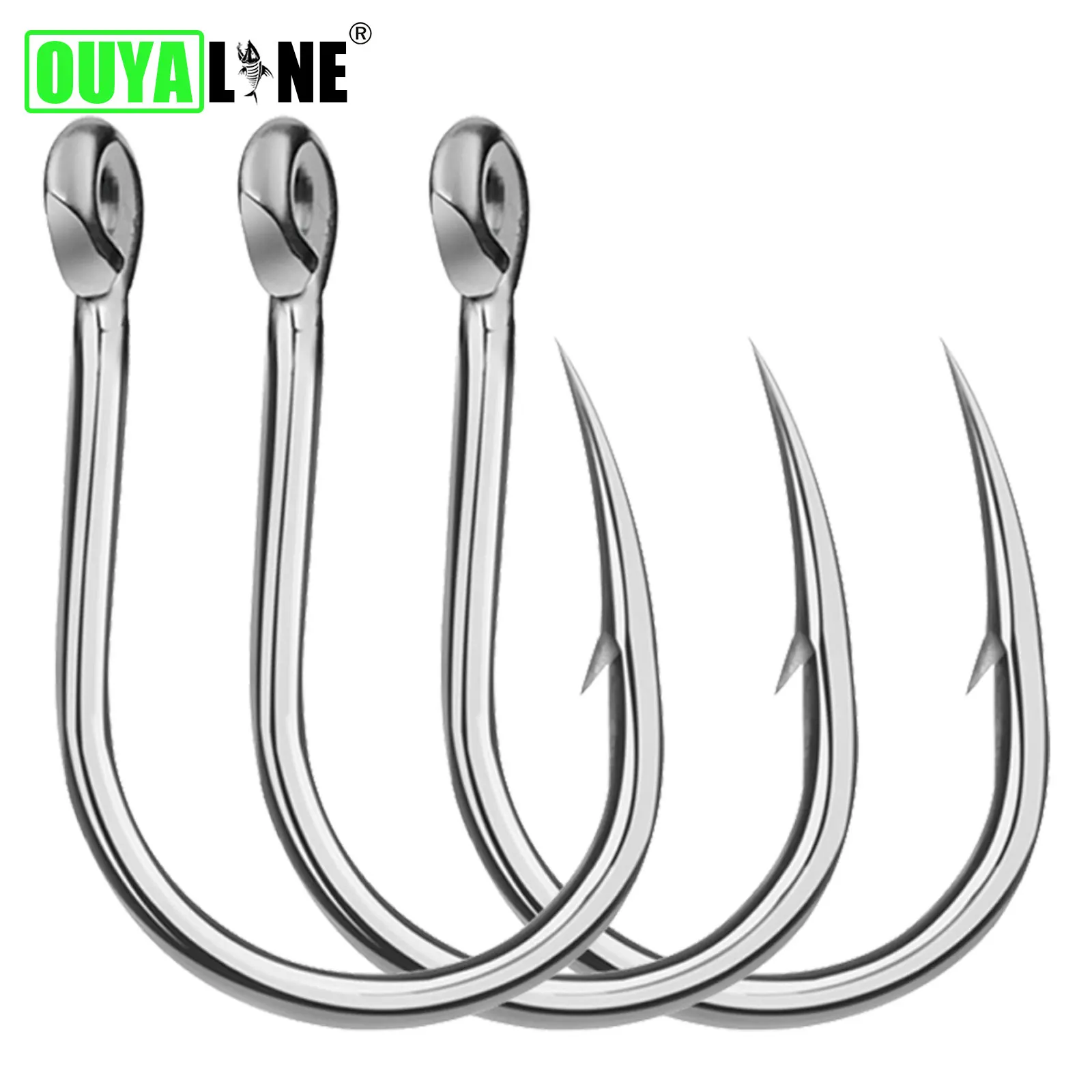

New 5pcs/lot High Quality Single Jig Hook Fishing Accessories 1/0#-13/0# High Strength High-Carbon Steel Saltwater jigging Hooks