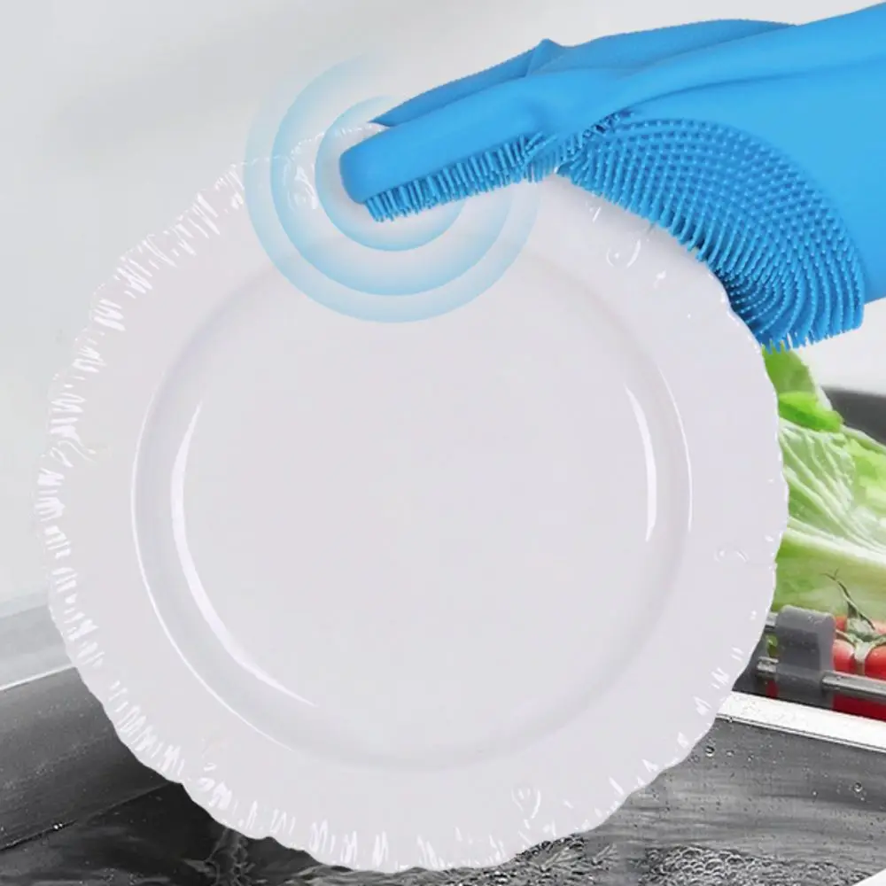 1 Pair Silicone Pet Bathing Glove Scrub Design Extended Sleeve Pet Cleaning Glove Soft Waterproof Pet Grooming Cleaning Glove