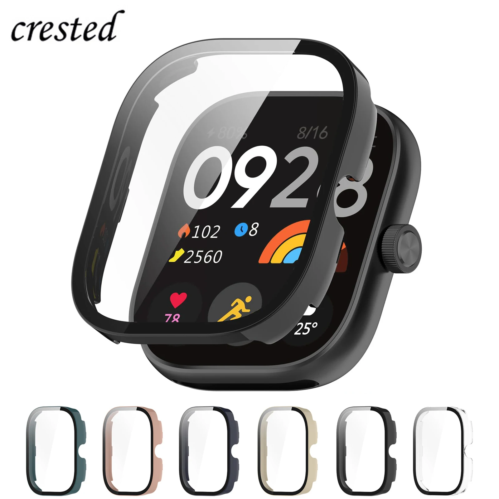 

Закаленное стекло + чехол для Xiaomi Redmi watch 4, Защитная пленка для экрана 9H, твердый бампер из поликарбоната для Redmi watch 4, чехол