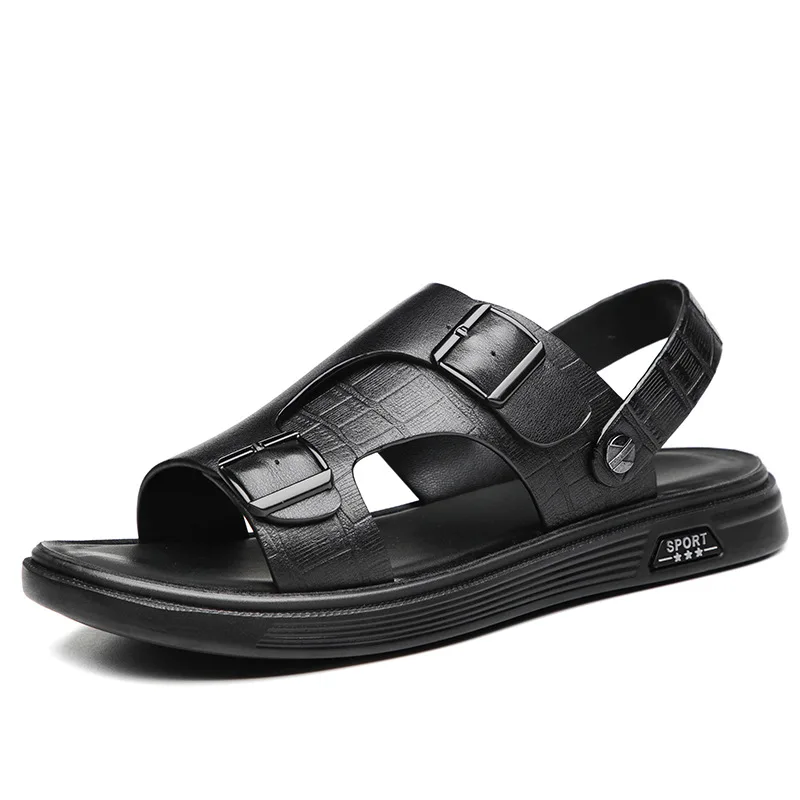 Top layer cowhide men's beach shoes Outdoor sandals fashion casual leather open-toed men's shoes summer 2022 new