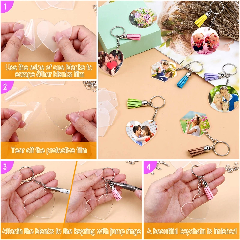 350Pcs Clear Acrylic Keychain Blanks for Vinyl Acrylic Blanks Keychain  Tassels Jump Rings for DIY Keychain Craft - AliExpress