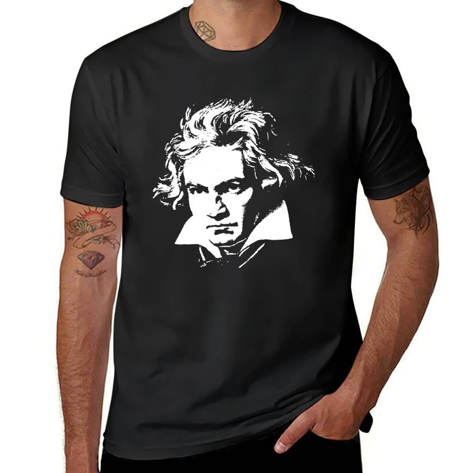 Мужская футболка beethoven, корейская модная Милая Одежда для мальчиков, белая дизайнерская футболка