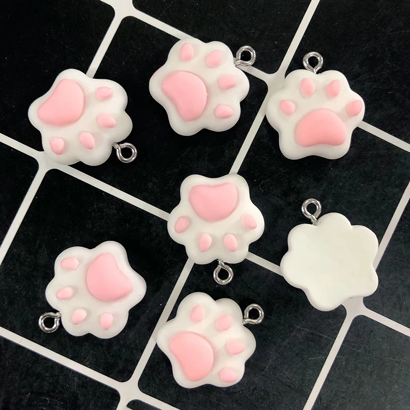 10pcs Cute Pink Cat Claw Resin Charms DIY Cartoon Animal Earring Pet Choker Pendants Jewelry Accessory Make D65