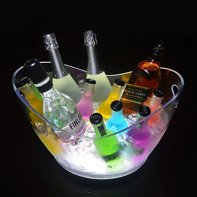 8L Ice Bucket Beer Champagne Wine Cooler Tub Bucket Container Color Changing Ice Holder for Bars Nightclubs Beverage Drinks