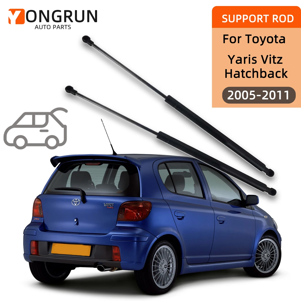 2X For Toyota Yaris Vitz Hatchback 05-11 Tailgate Boot Gas Struts