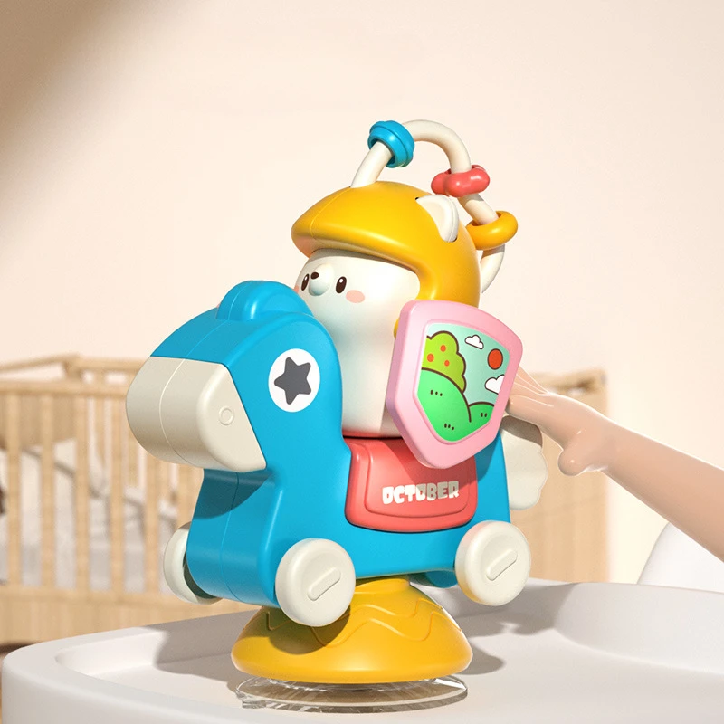 colorful-trojan-horse-rotary-table-toy-for-baby-dining-table-sucker-toy-with-early-childhood-education-function