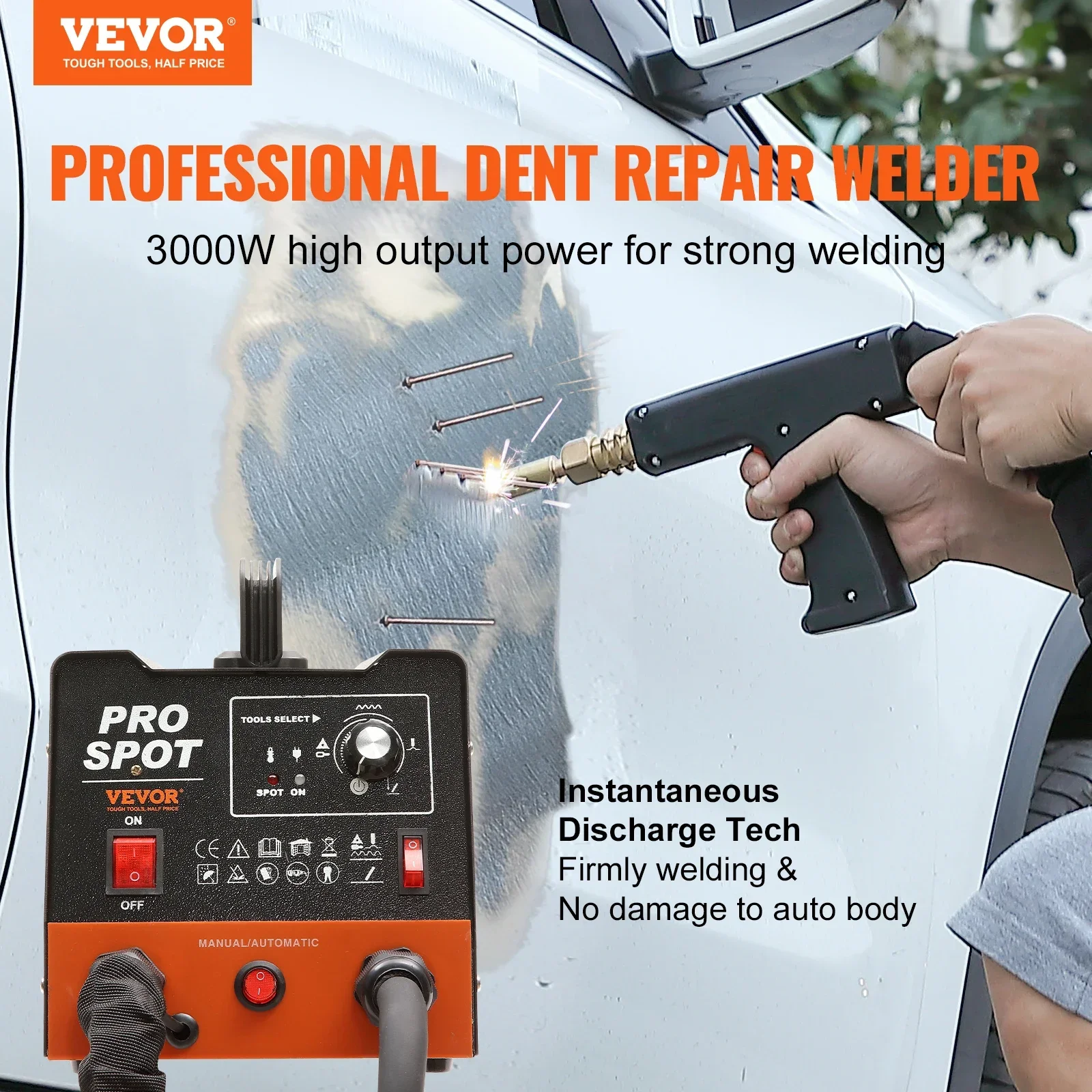 VEVOR Stud Welder Dent Repair Kit 3KW Spot Welder Dent Puller with 6 Welding Modes for Car, Truck, Motorcycle Dent Repair 2