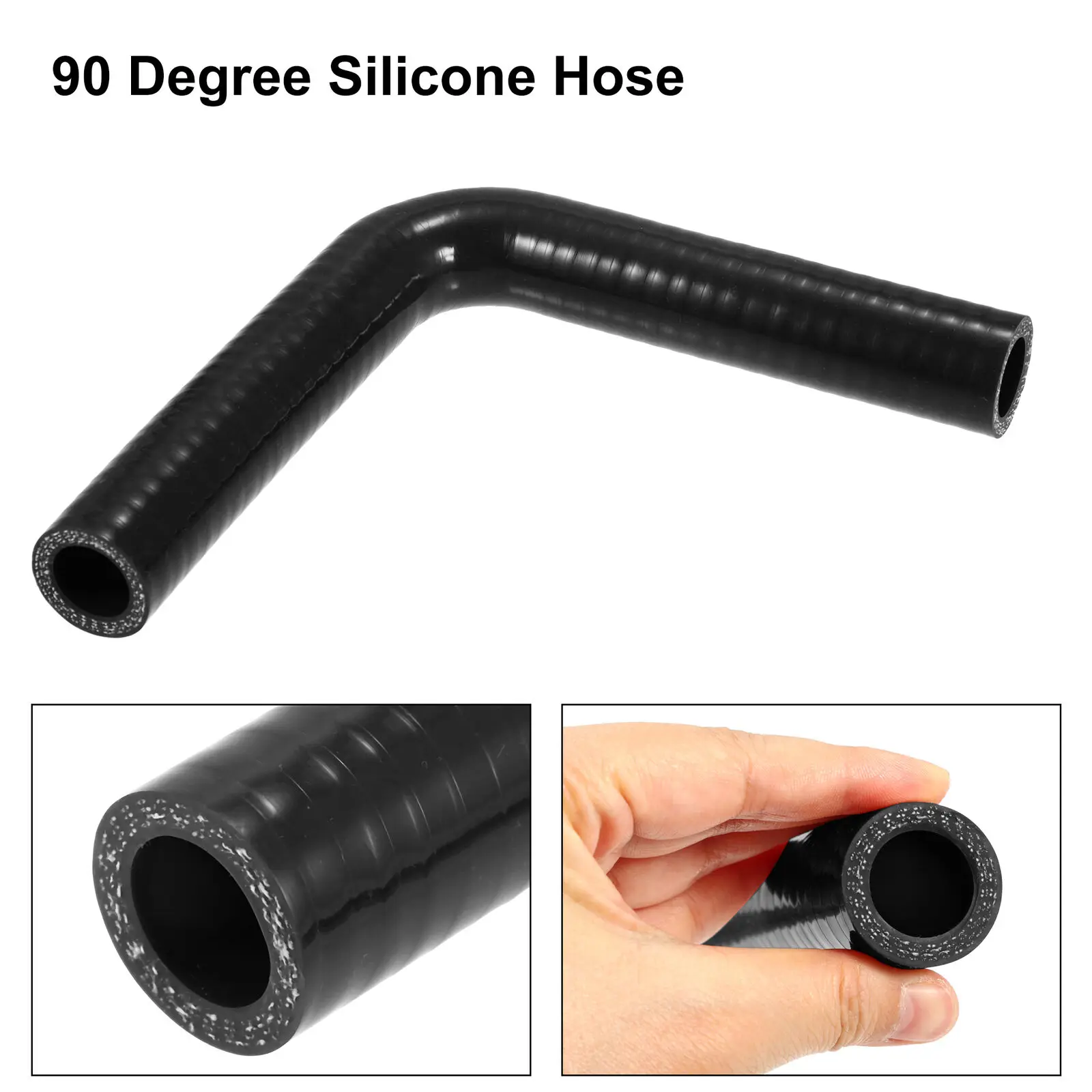 1 Pcs 40mm 1.57" ID 102mm 4.02" Length 90 Degrees Black Car Silicone