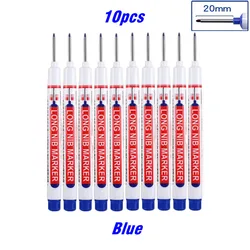10-Piece Waterproof Deep Hole Marker Set for Metal, Woodworking, and Bathroom Decor (10pcs blue)