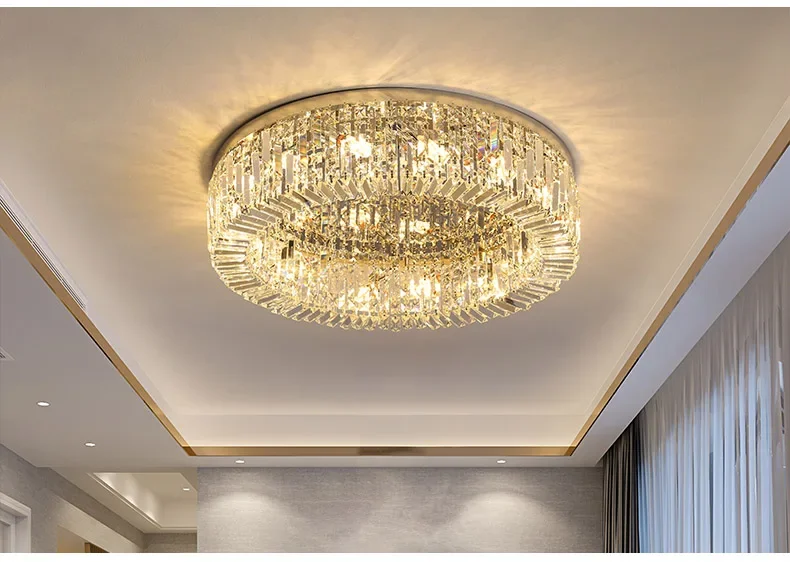 Description Picture 2 of itemLuxury Crystal Circular LED Ceiling Chandelier Living Room Bedroom Ceiling Lamp Hotel Lobby Hanging Lamps for Ceiling
