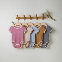 0-24M Unisex Cotton Triangle Climbing Suit Baby Clothing Romper Fashion Color Contrast Romper 2