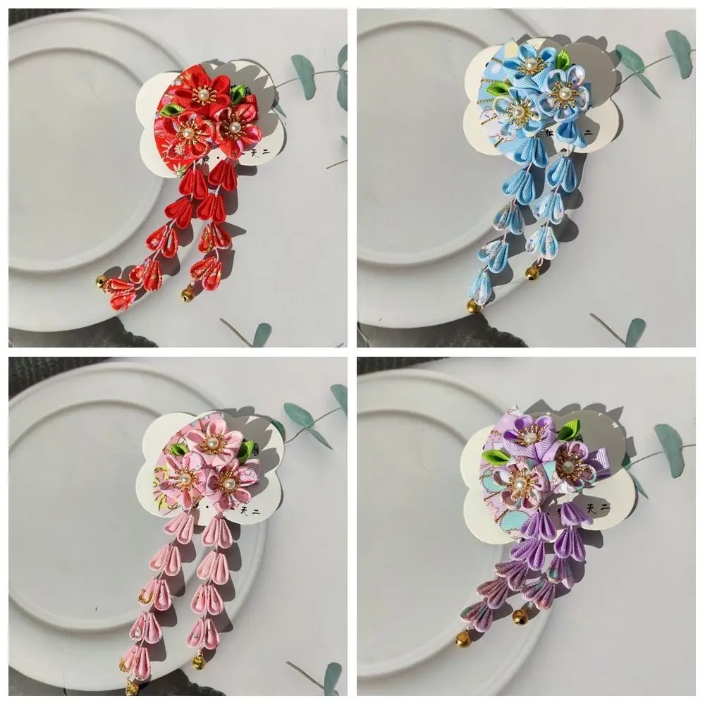 All-match Tassels Tassel Fan Hairpin Sakura Flower Japanese