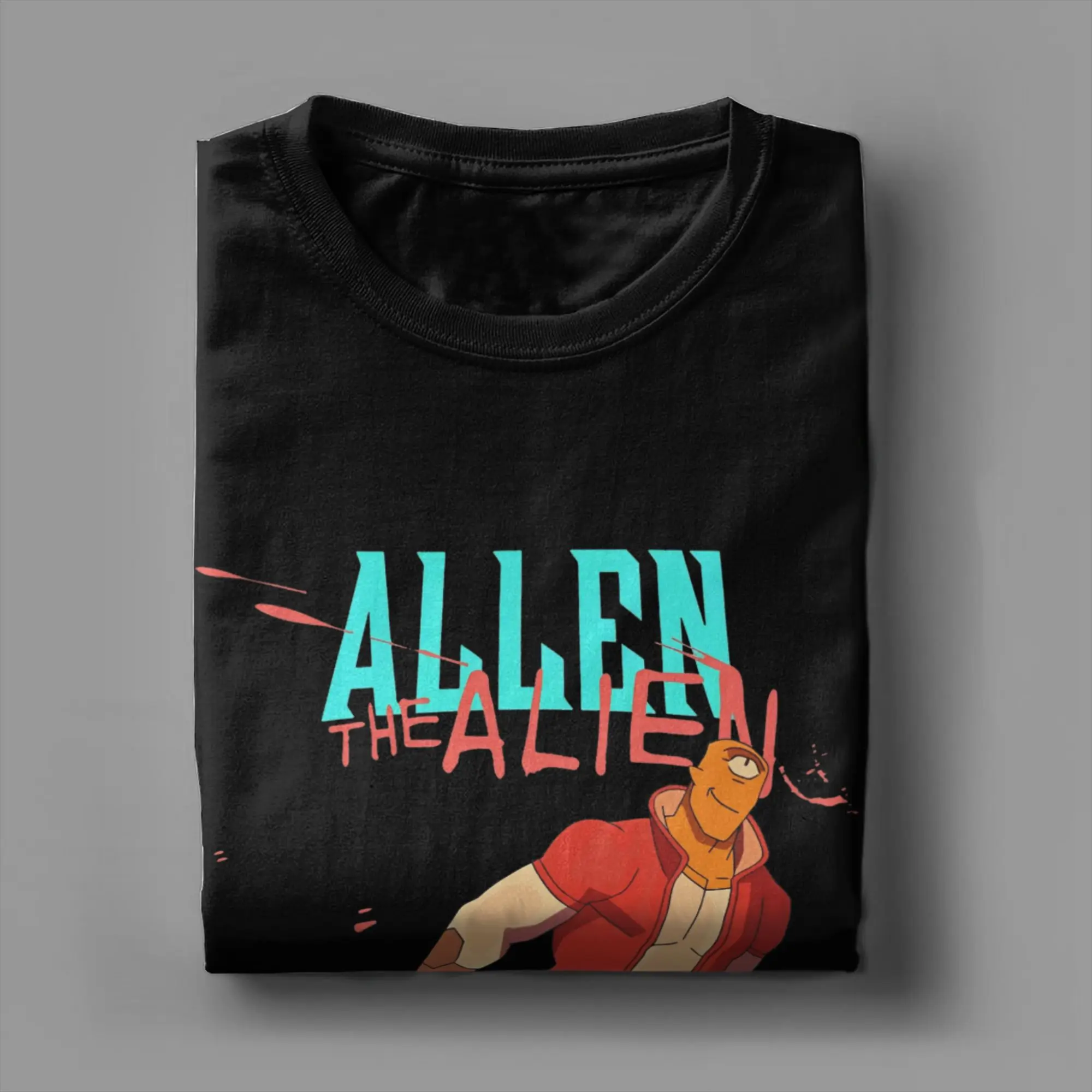 Invincible Alien Graphic Men's Cotton T-Shirt - Funny Short Sleeve O-Neck Tee