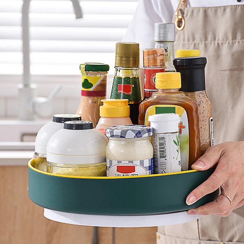 Estante de especias antideslizante con rotación de 360 grados, mueble giratorio con Base ancha, organizador giratorio para condimentos de | -