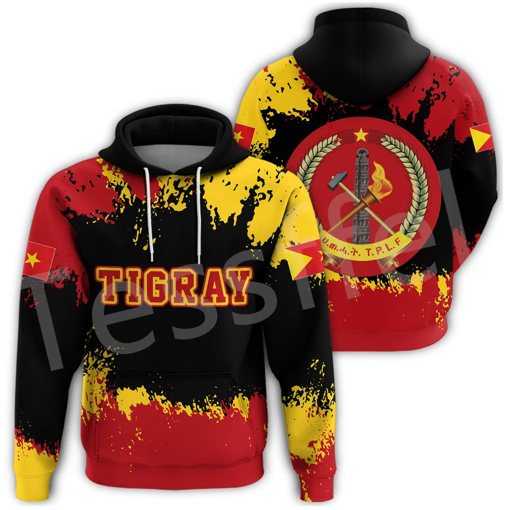Tessffel NewFashion Custom Name Africa Country Ethiopia Tigray Flag Retro Tracksuit 3DPrint Men/Women Casual Pullover Hoodies 14
