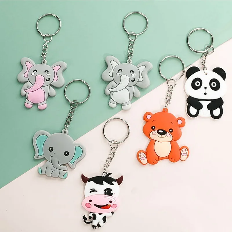 New Small Animal Series Cartoon Doll Soft Plastic Stereo Car Portachiavi Borsa Ciondolo Panda Cute Portachiavi Piccolo Regalo
